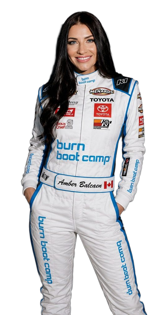 Amber Balcaen in her racing suit